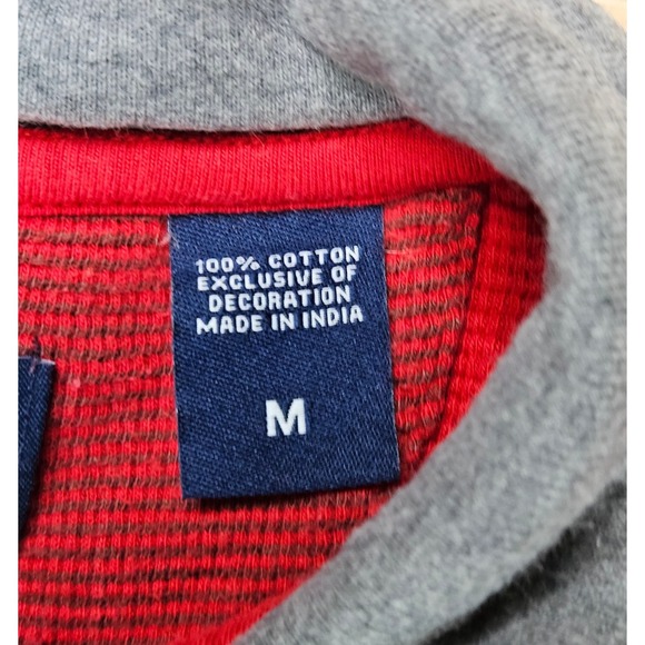 Chaps Sweater Mens M Red Pullover Crew Neck Quarter Zip Waffle Knit‎ Preppy - Picture 4 of 11